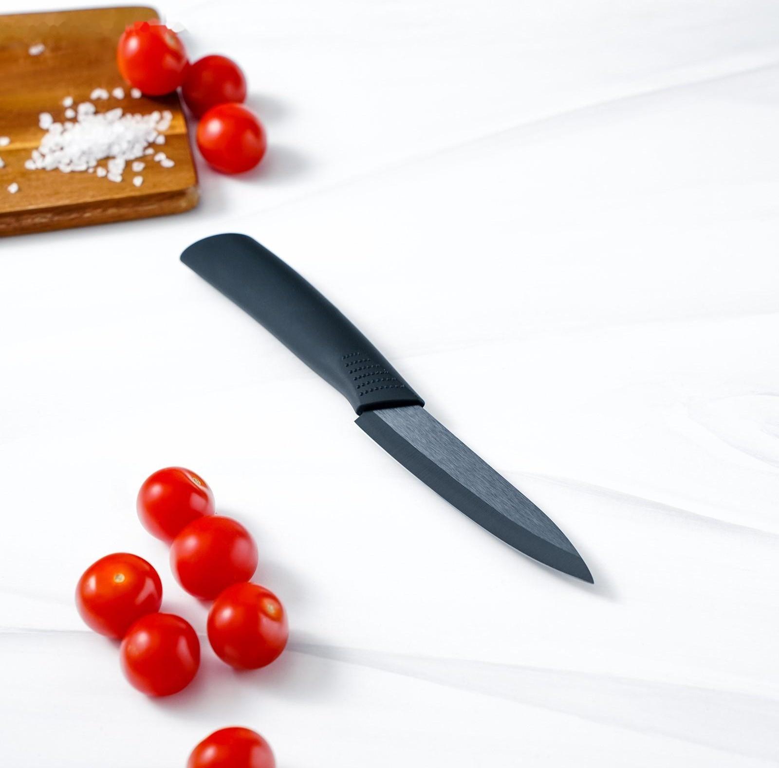 Нож кухонный керамический Magistro Black, лезвие 9,5 см, ручка soft touch