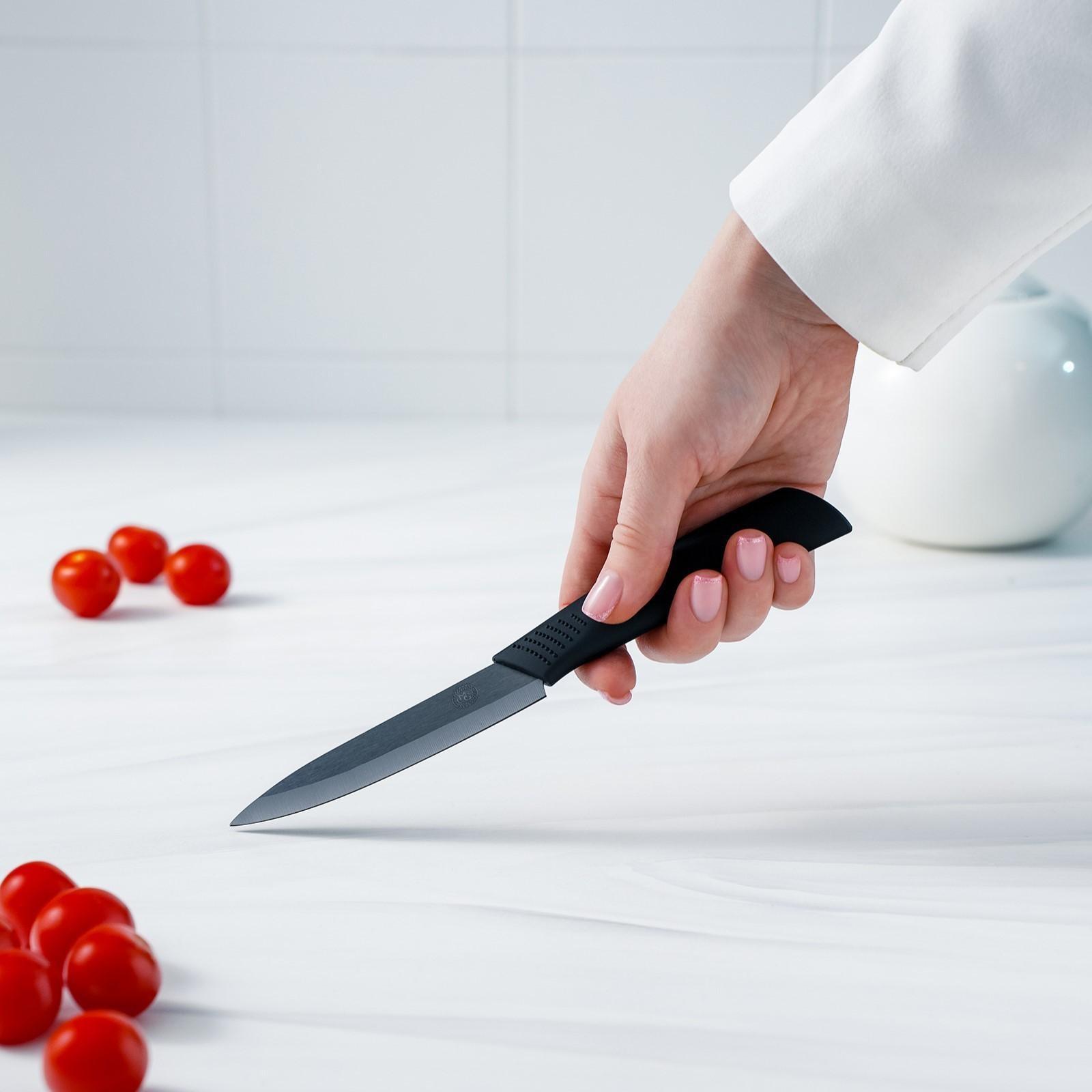 Нож кухонный керамический Magistro Black, лезвие 9,5 см, ручка soft touch
