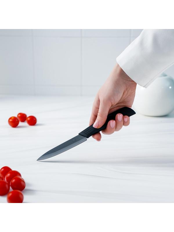 Нож кухонный керамический Magistro Black, лезвие 9,5 см, ручка soft touch