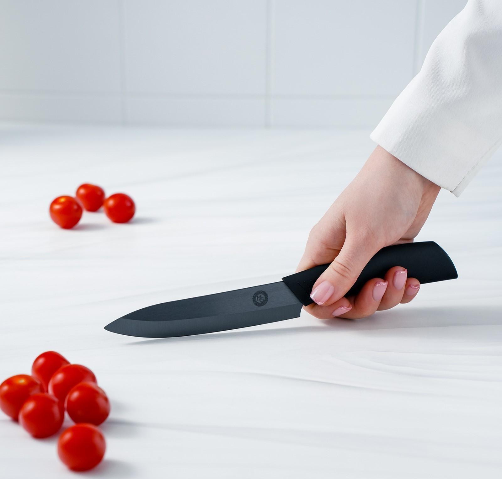 Нож кухонный керамический Magistro Black, лезвие 12,5 см, ручка soft touch