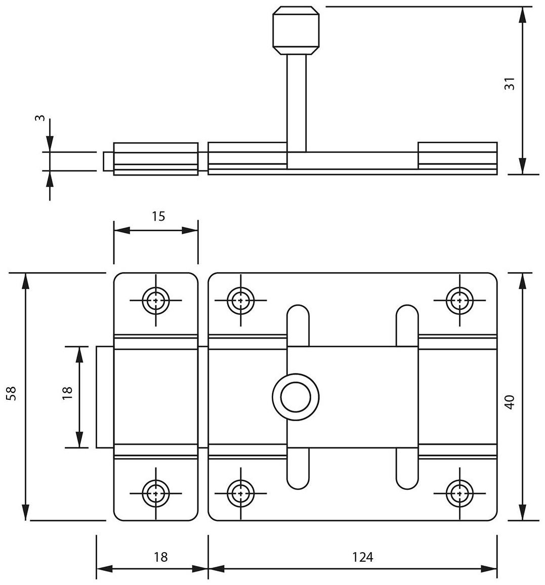 Задвижка дверная, 12.5 см, 2.5 мм, плоская, оцинкованная, крашеная