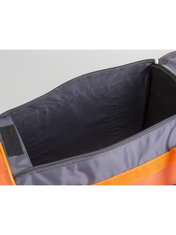 Сумка спортивная на молнии, без подкладки, 3 наружных кармана, цвет серый/оранжевый