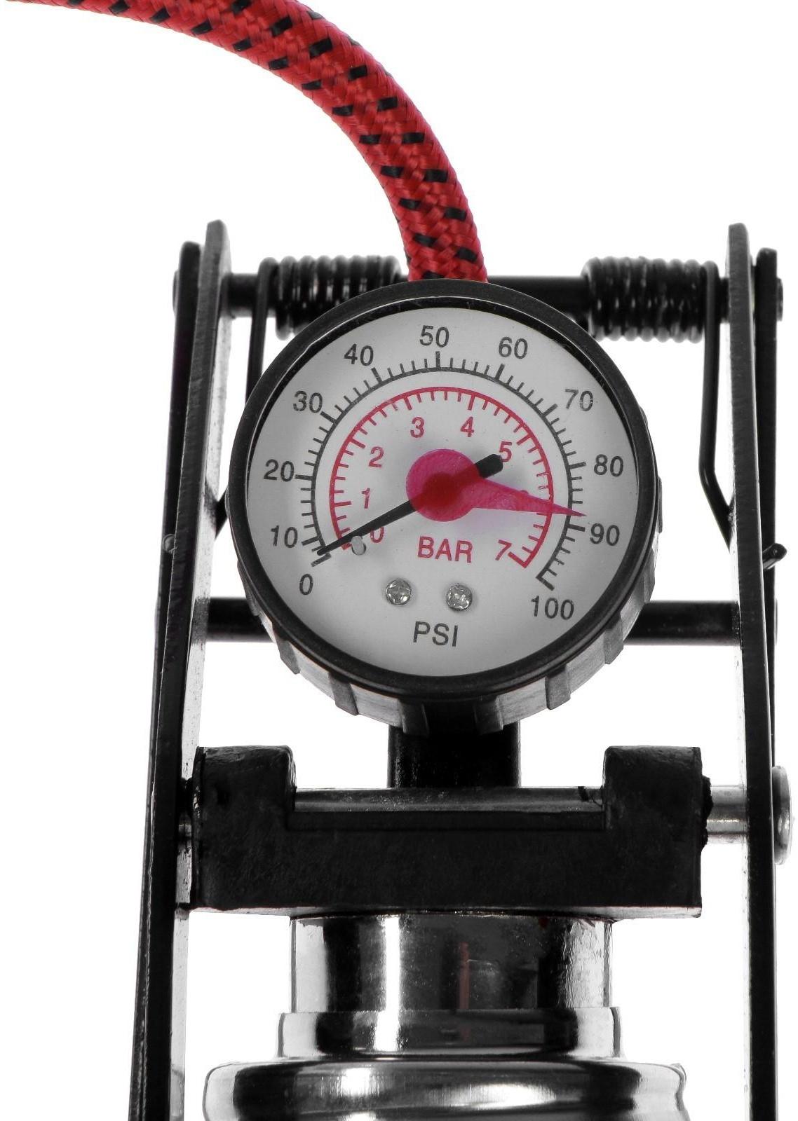 Насос ножной TORSO с манометром, 1 цилиндр, усиленный