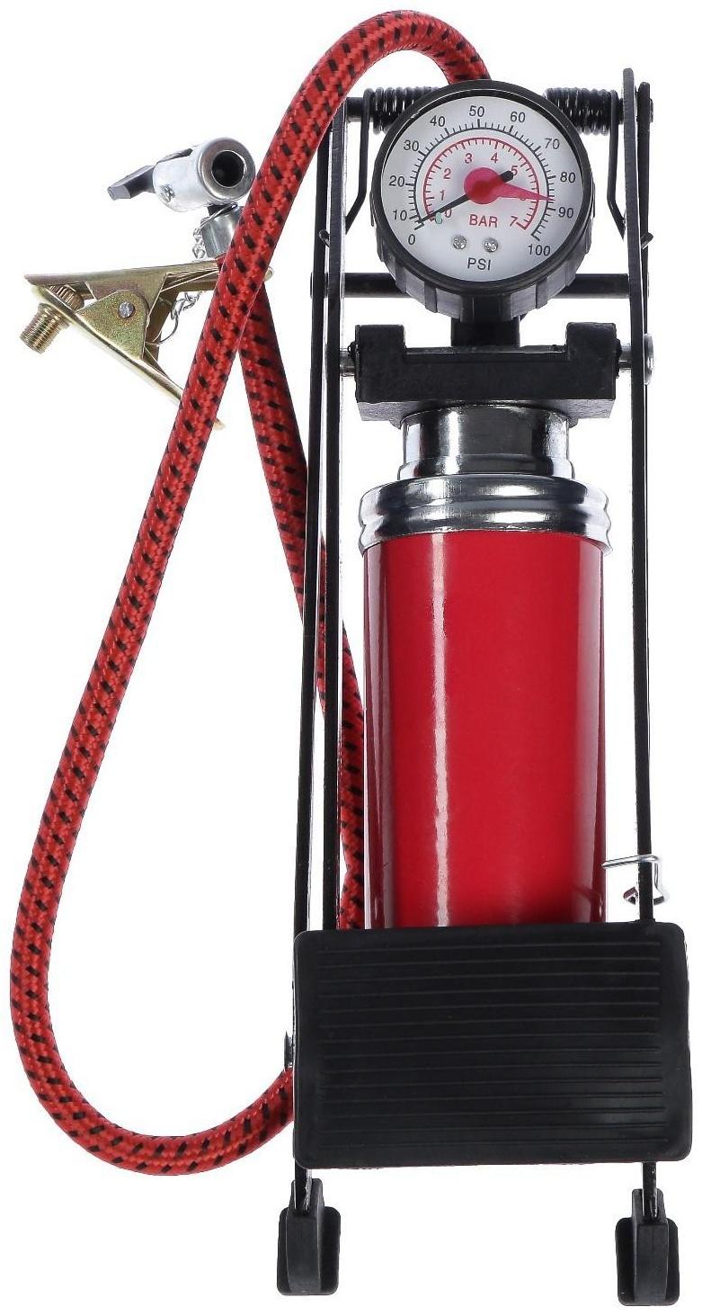 Насос ножной TORSO с манометром, 1 цилиндр, усиленный