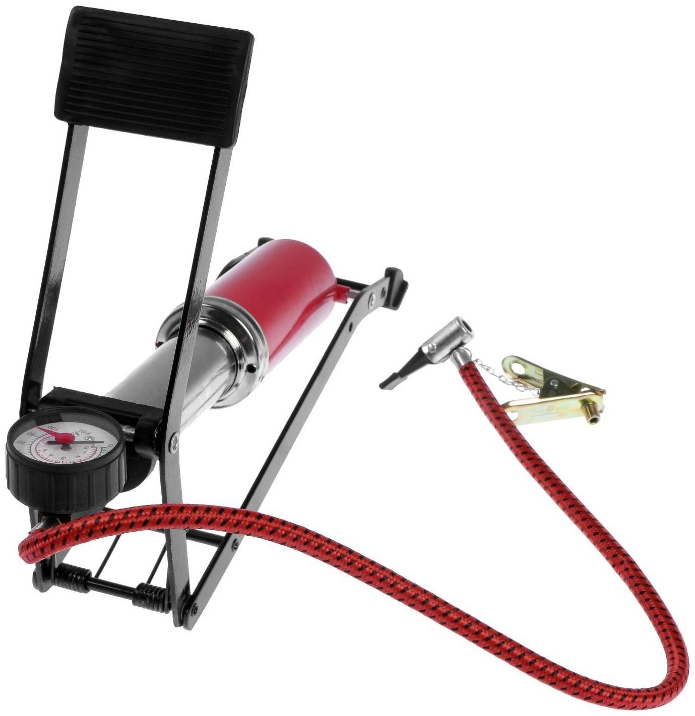 Насос ножной TORSO с манометром, 1 цилиндр, усиленный