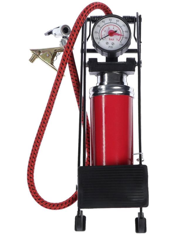 Насос ножной TORSO с манометром, 1 цилиндр, усиленный