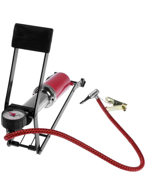 Насос ножной TORSO с манометром, 1 цилиндр, усиленный