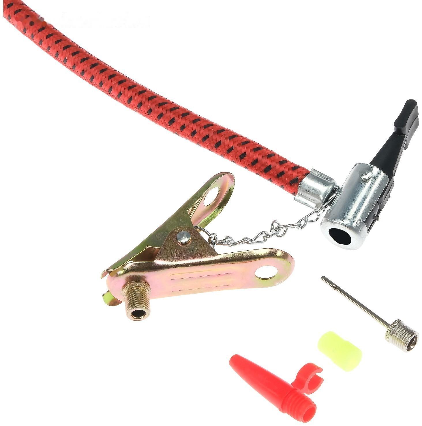 Насос ножной Cartage с манометром, 2 цилиндра, усиленный