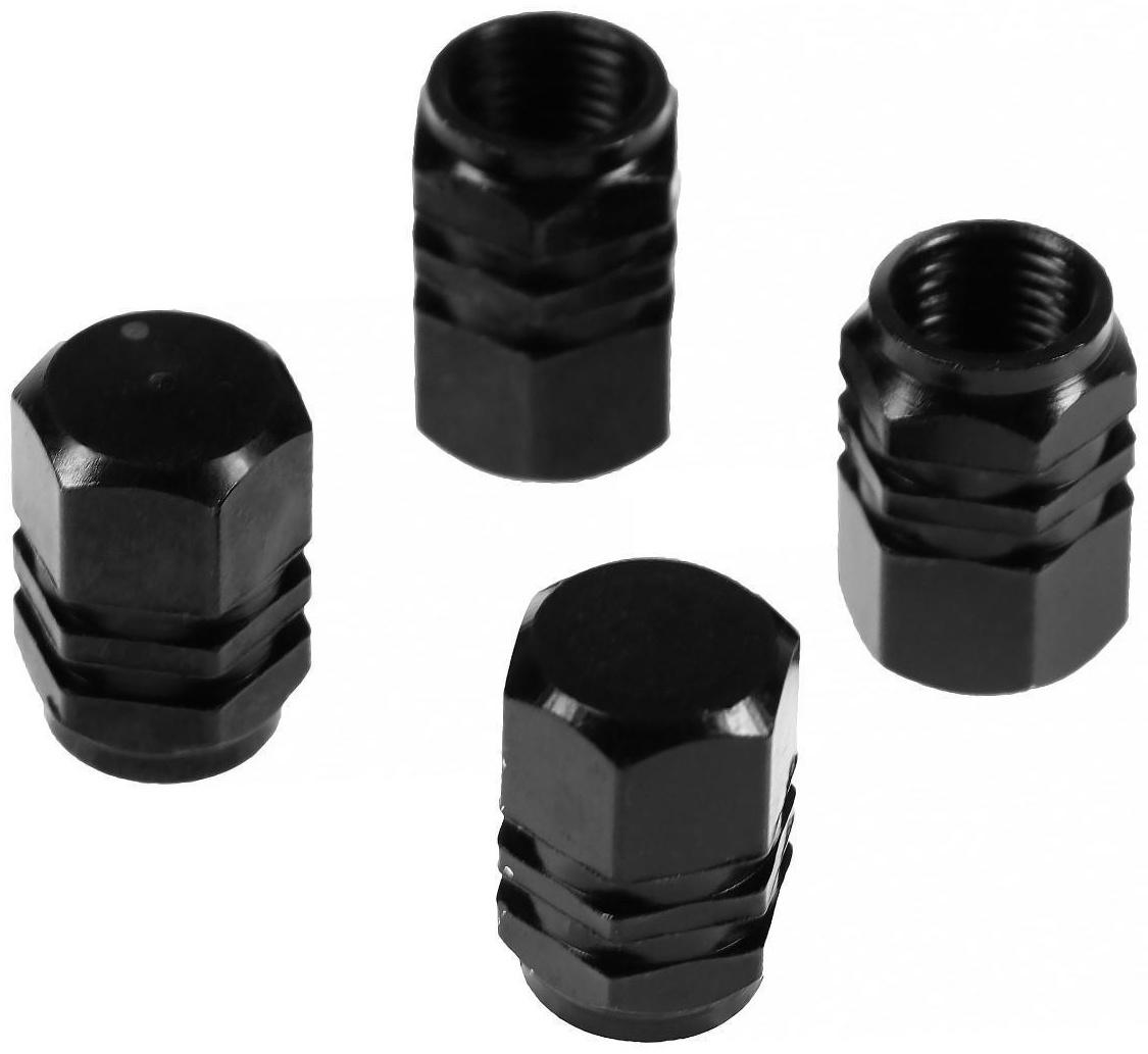 Колпачок на вентиль TORSO, черный, набор 4 шт