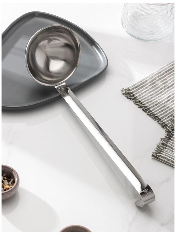 Половник для каши, 250 мл, цельнометаллическая ручка, цвет серебряный