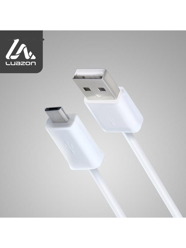 Кабель LuazON, microUSB - USB, 1 А, 0.8 м, белый