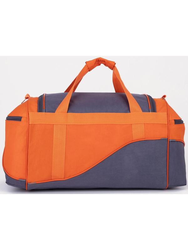 Сумка спортивная на молнии с подкладкой, 3 наружных кармана, цвет серый/оранжевый