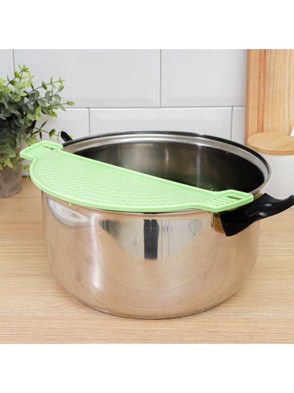 Дуршлаг на кастрюлю, d=28 см, цвет зелёный