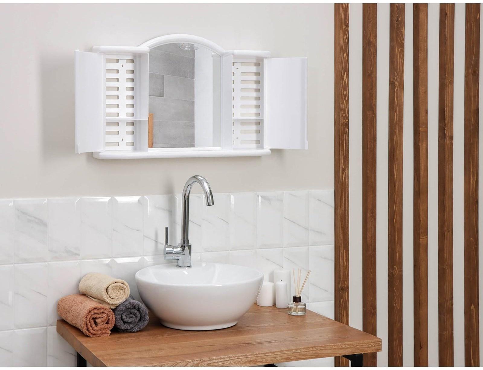 Шкафчик зеркальный для ванной комнаты «Арго», цвет снежно-белый