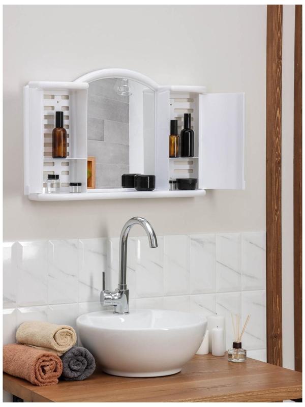 Шкафчик зеркальный для ванной комнаты «Арго», цвет снежно-белый