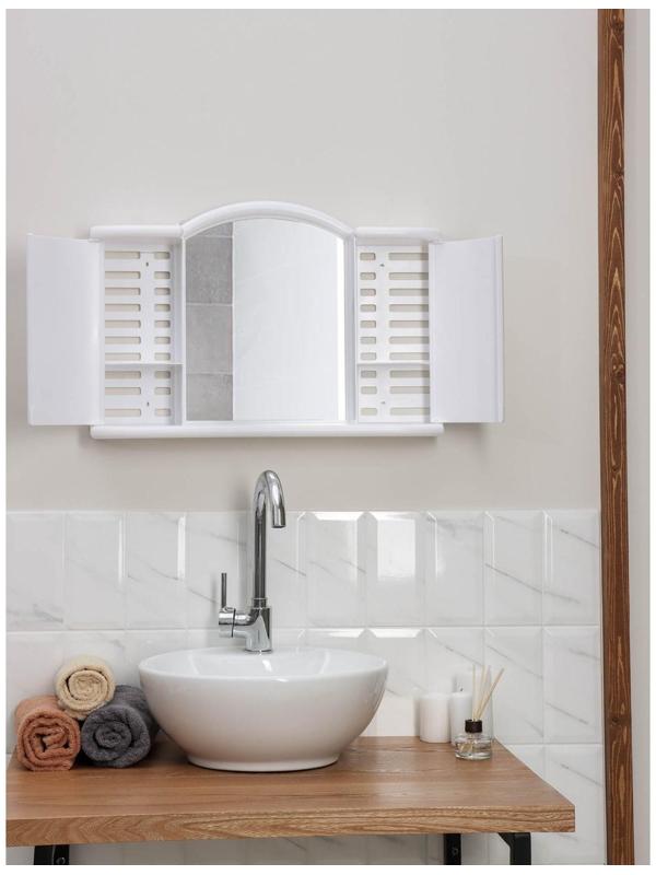 Шкафчик зеркальный для ванной комнаты «Арго», цвет снежно-белый