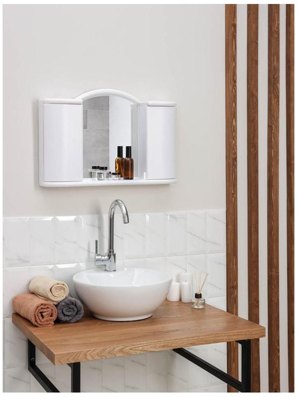 Шкафчик зеркальный для ванной комнаты «Арго», цвет снежно-белый