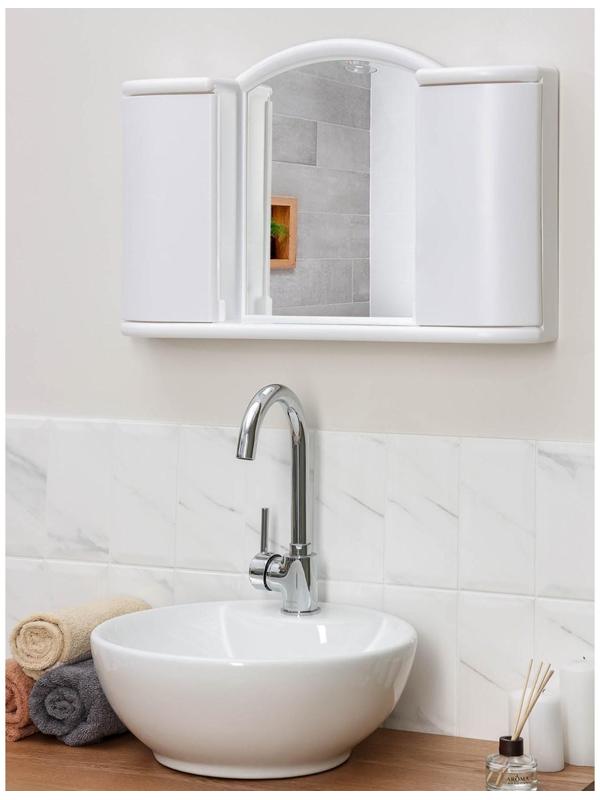 Шкафчик зеркальный для ванной комнаты «Арго», цвет снежно-белый