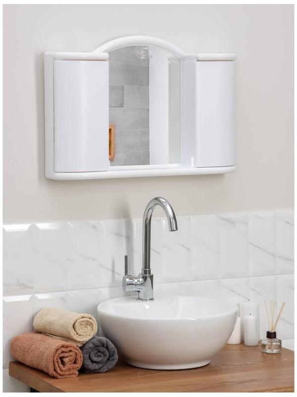 Шкафчик зеркальный для ванной комнаты «Арго», цвет снежно-белый