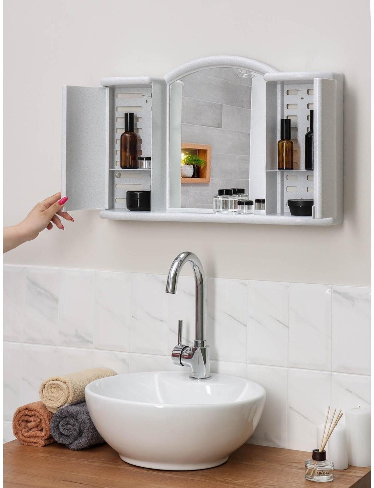 Шкафчик зеркальный для ванной комнаты «Арго», цвет белый мрамор