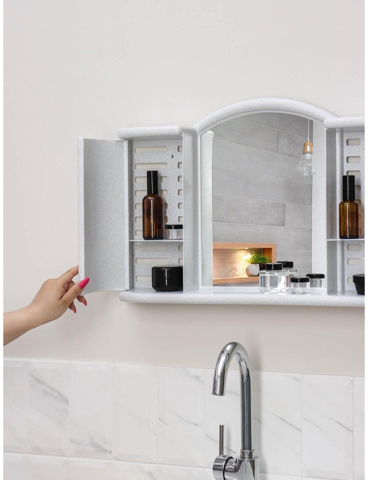 Шкафчик зеркальный для ванной комнаты «Арго», цвет белый мрамор