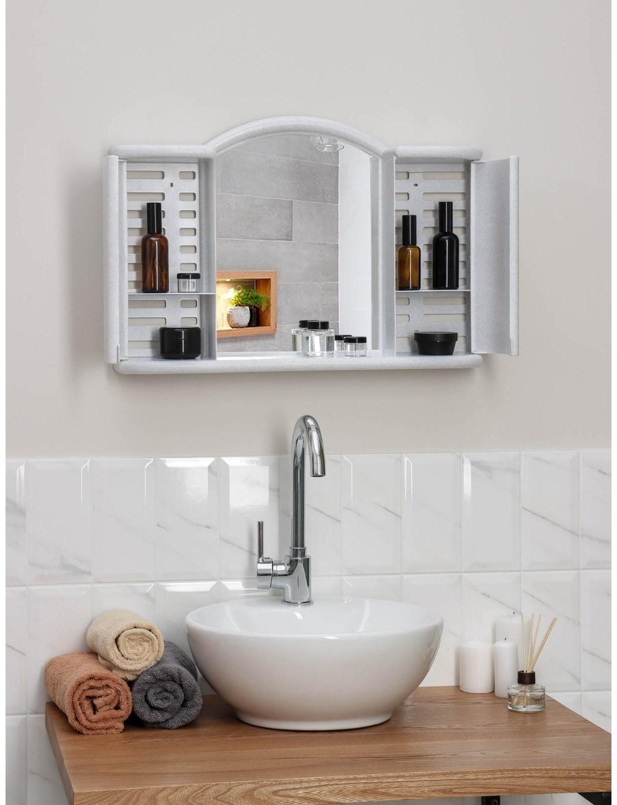 Шкафчик зеркальный для ванной комнаты «Арго», цвет белый мрамор