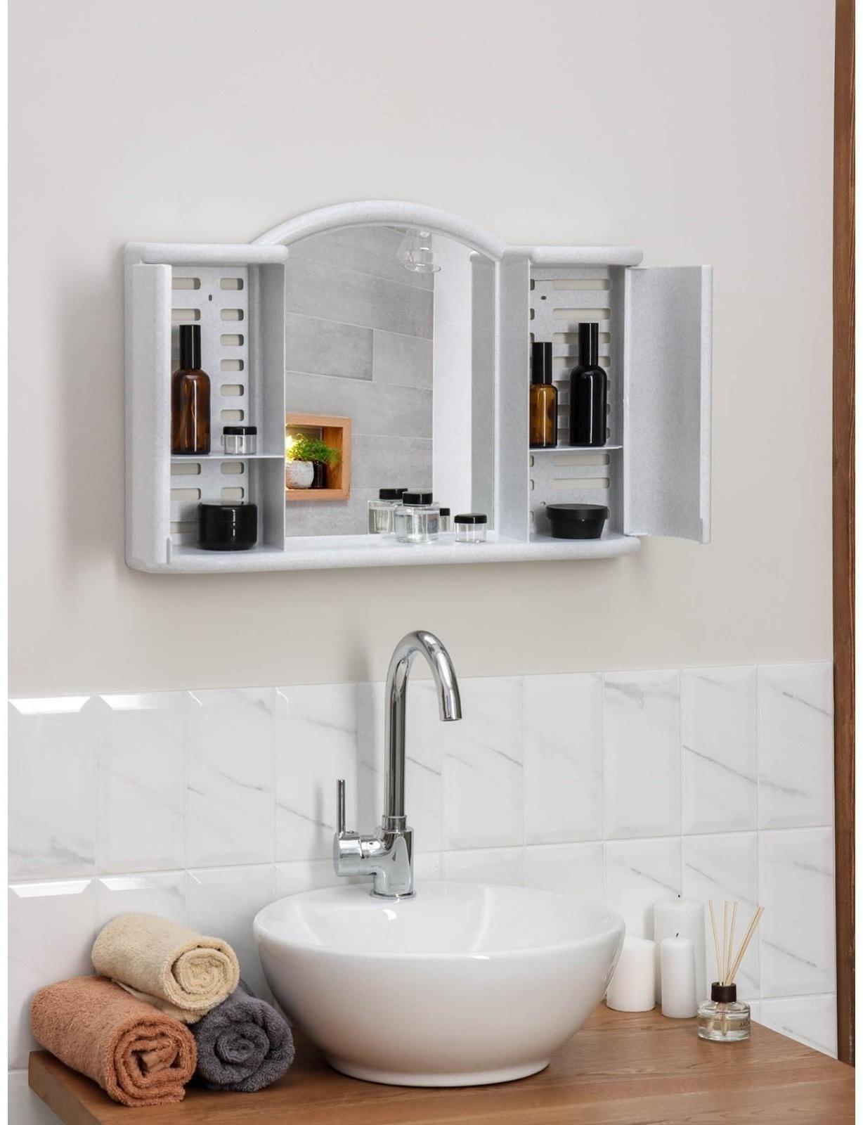 Шкафчик зеркальный для ванной комнаты «Арго», цвет белый мрамор