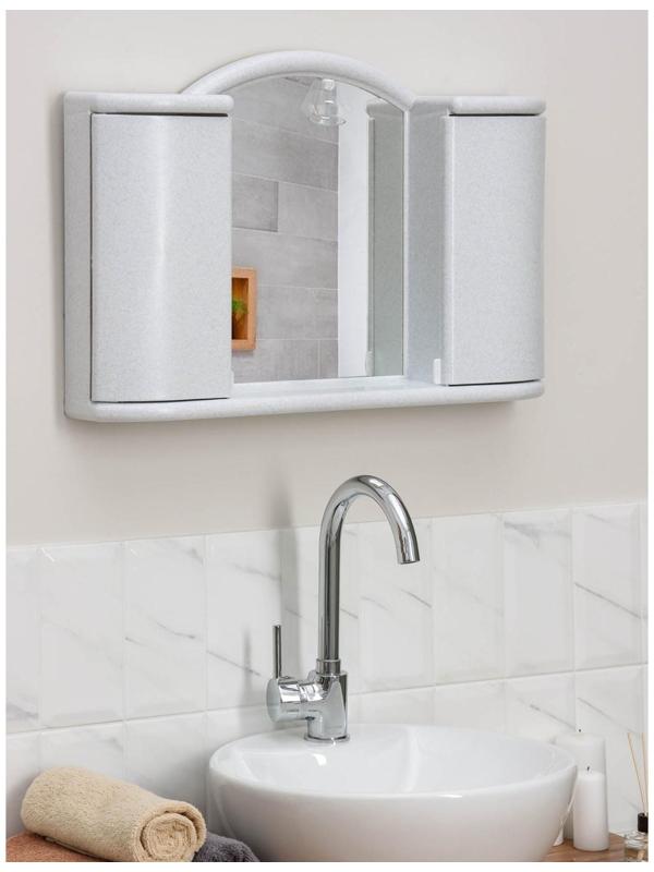 Шкафчик зеркальный для ванной комнаты «Арго», цвет белый мрамор