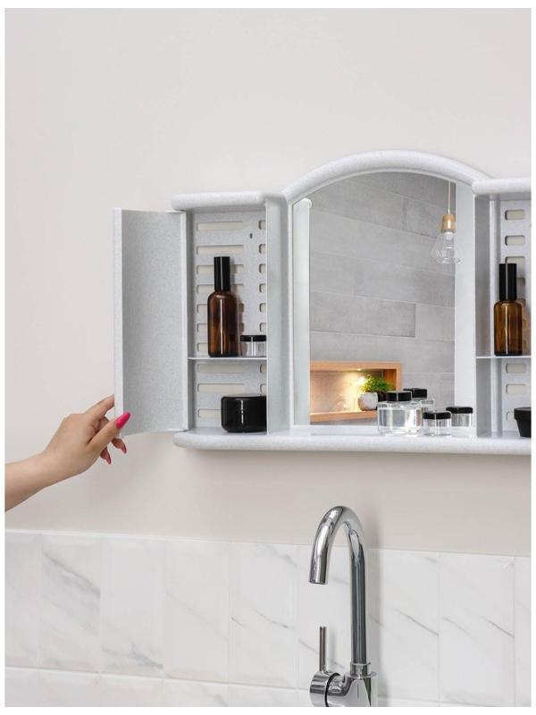 Шкафчик зеркальный для ванной комнаты «Арго», цвет белый мрамор