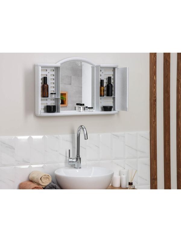 Шкафчик зеркальный для ванной комнаты «Арго», цвет белый мрамор
