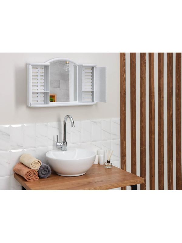 Шкафчик зеркальный для ванной комнаты «Арго», цвет белый мрамор