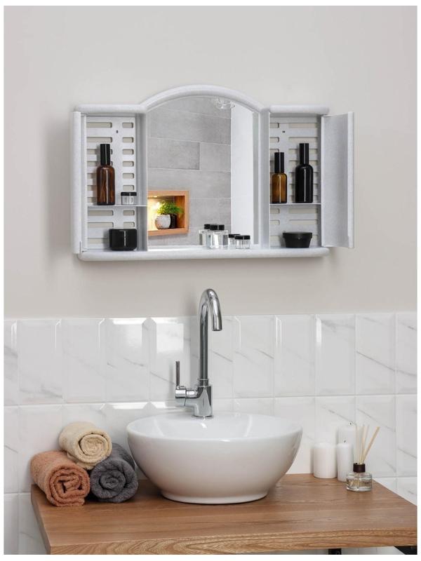 Шкафчик зеркальный для ванной комнаты «Арго», цвет белый мрамор