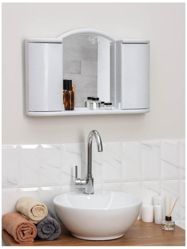 Шкафчик зеркальный для ванной комнаты «Арго», цвет белый мрамор