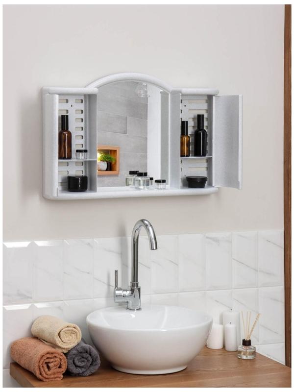 Шкафчик зеркальный для ванной комнаты «Арго», цвет белый мрамор