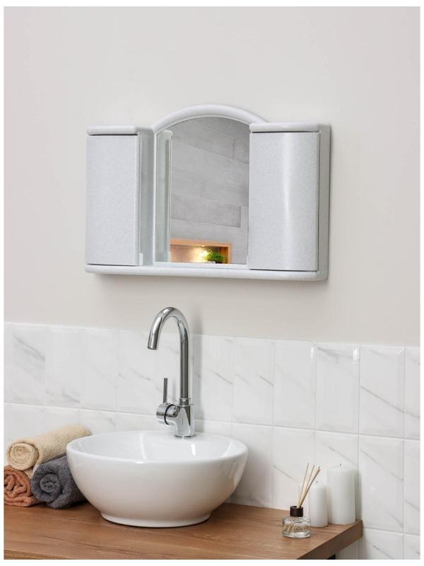 Шкафчик зеркальный для ванной комнаты «Арго», цвет белый мрамор