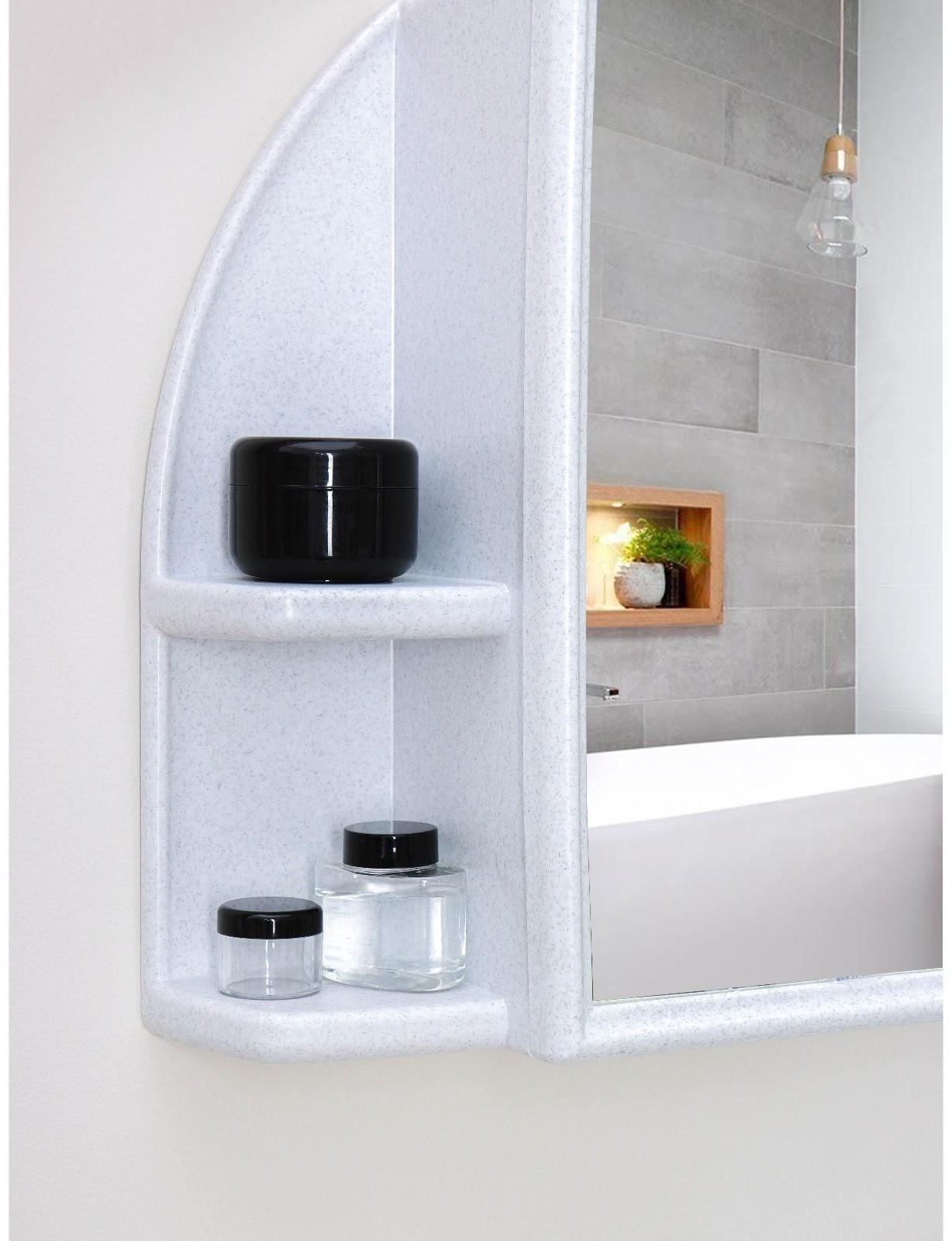 Шкафчик для ванной комнаты c зеркалом «Орион», цвет белый мрамор