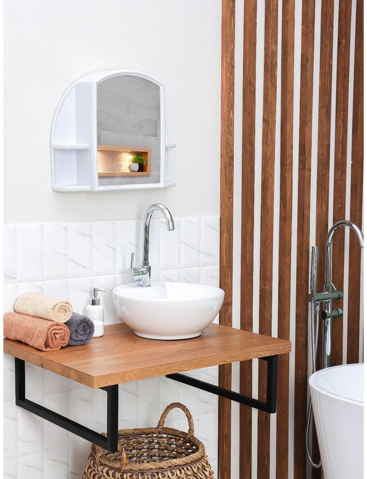 Шкафчик для ванной комнаты c зеркалом «Орион», цвет белый мрамор