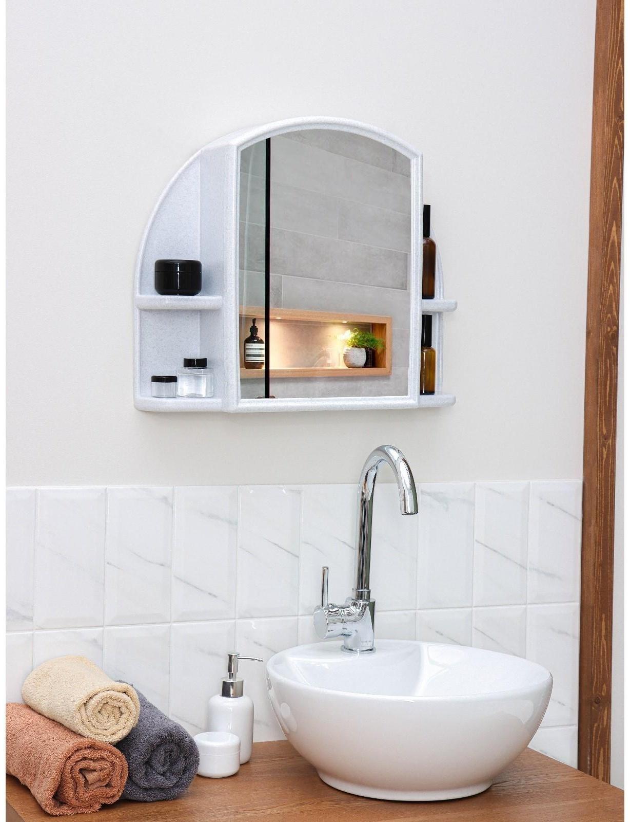 Шкафчик для ванной комнаты c зеркалом «Орион», цвет белый мрамор