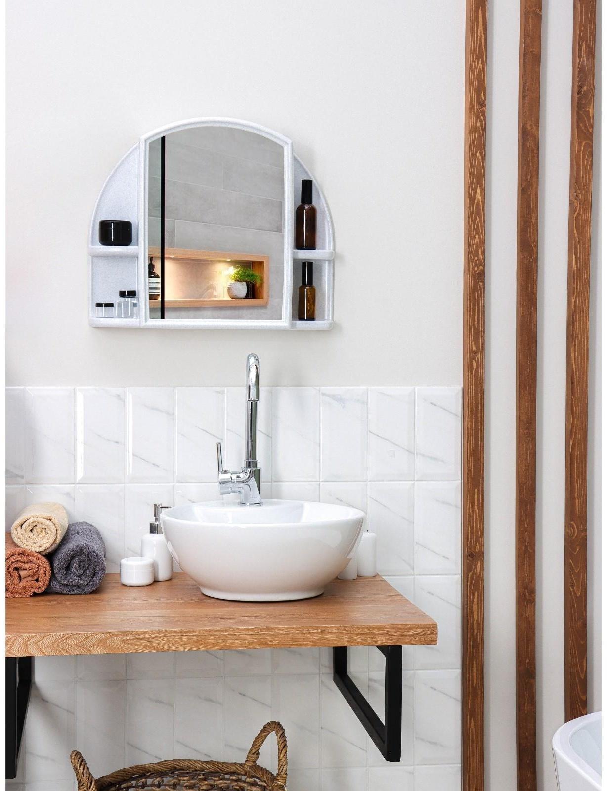 Шкафчик для ванной комнаты c зеркалом «Орион», цвет белый мрамор