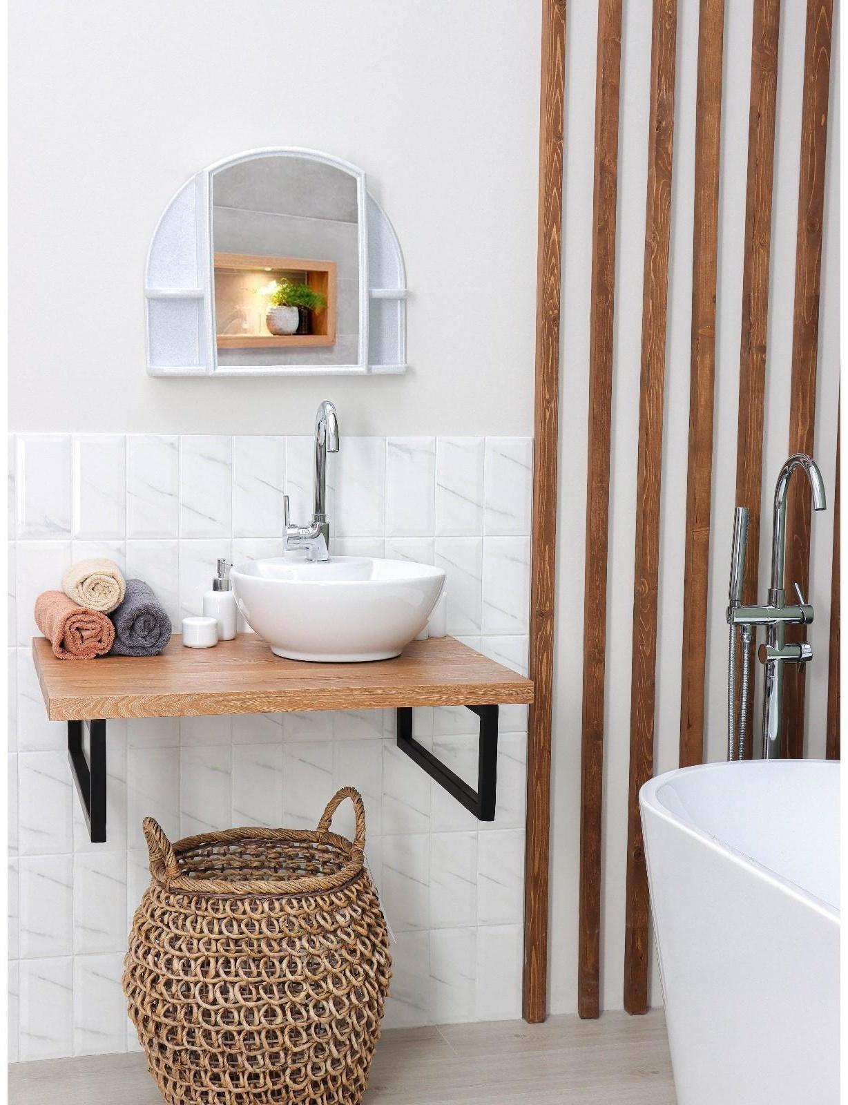 Шкафчик для ванной комнаты c зеркалом «Орион», цвет белый мрамор