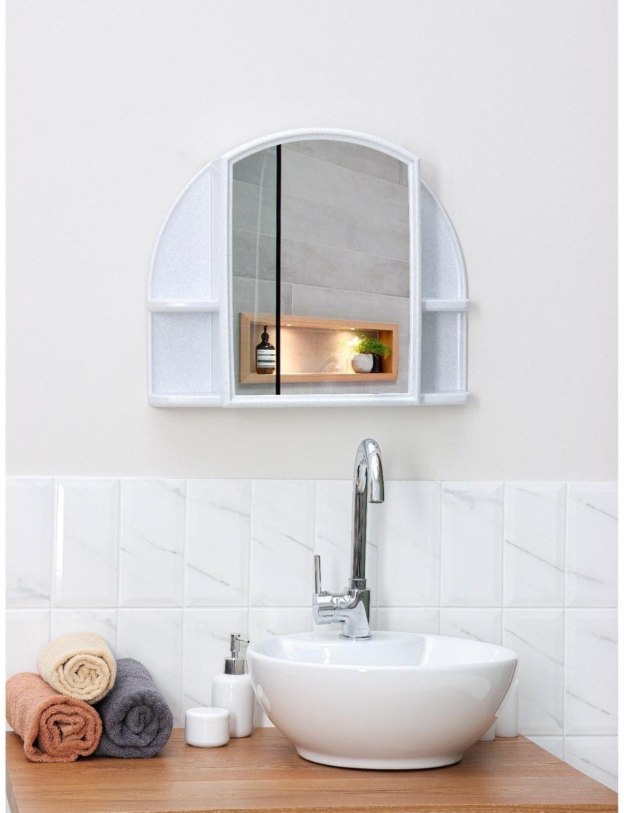 Шкафчик для ванной комнаты c зеркалом «Орион», цвет белый мрамор