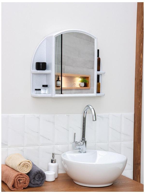 Шкафчик для ванной комнаты c зеркалом «Орион», цвет белый мрамор