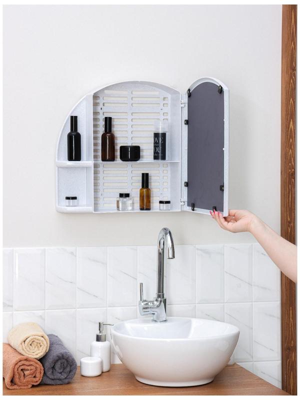 Шкафчик для ванной комнаты c зеркалом «Орион», цвет белый мрамор