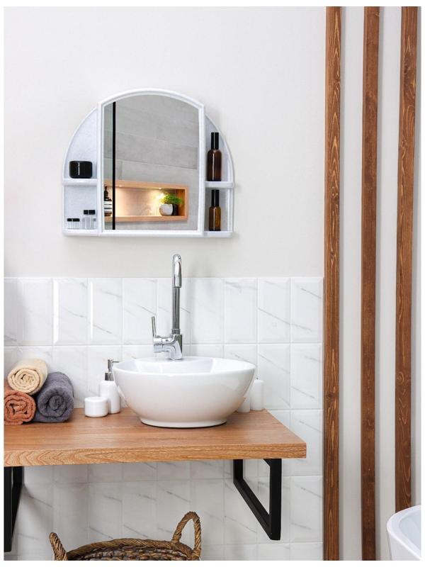 Шкафчик для ванной комнаты c зеркалом «Орион», цвет белый мрамор