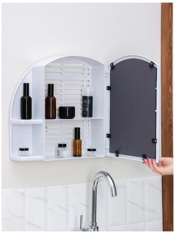 Шкафчик для ванной комнаты c зеркалом «Орион», цвет белый мрамор