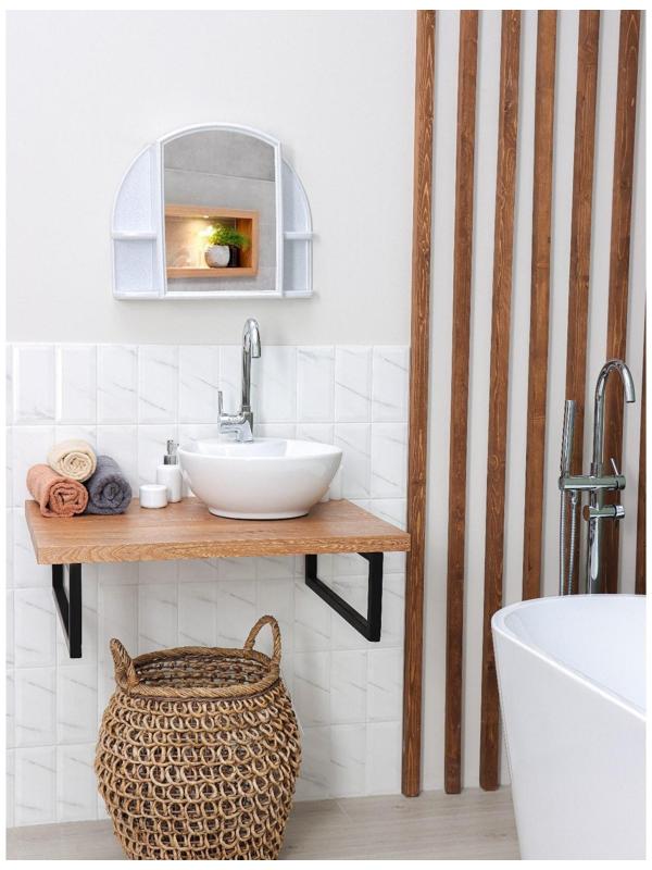 Шкафчик для ванной комнаты c зеркалом «Орион», цвет белый мрамор