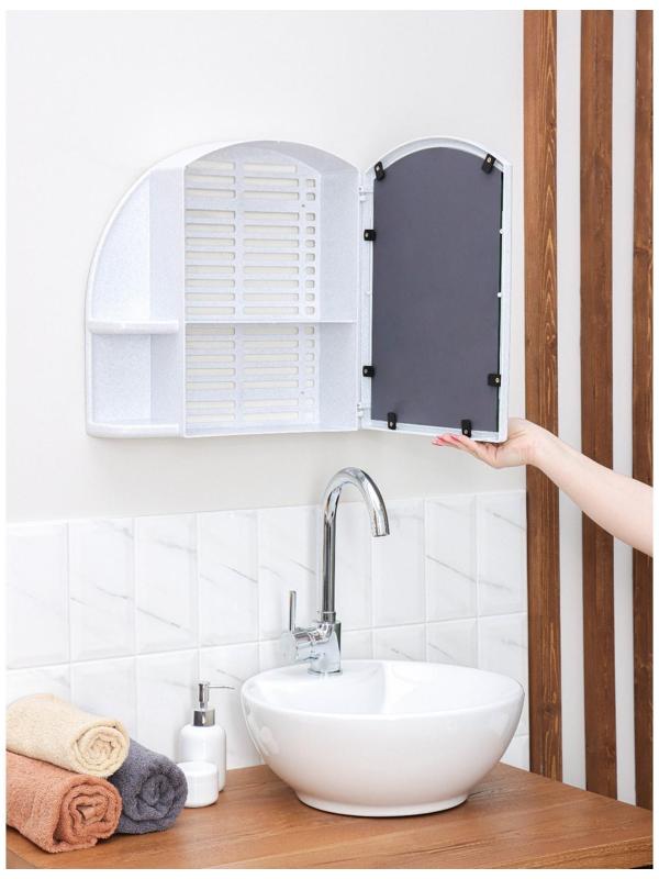 Шкафчик для ванной комнаты c зеркалом «Орион», цвет белый мрамор