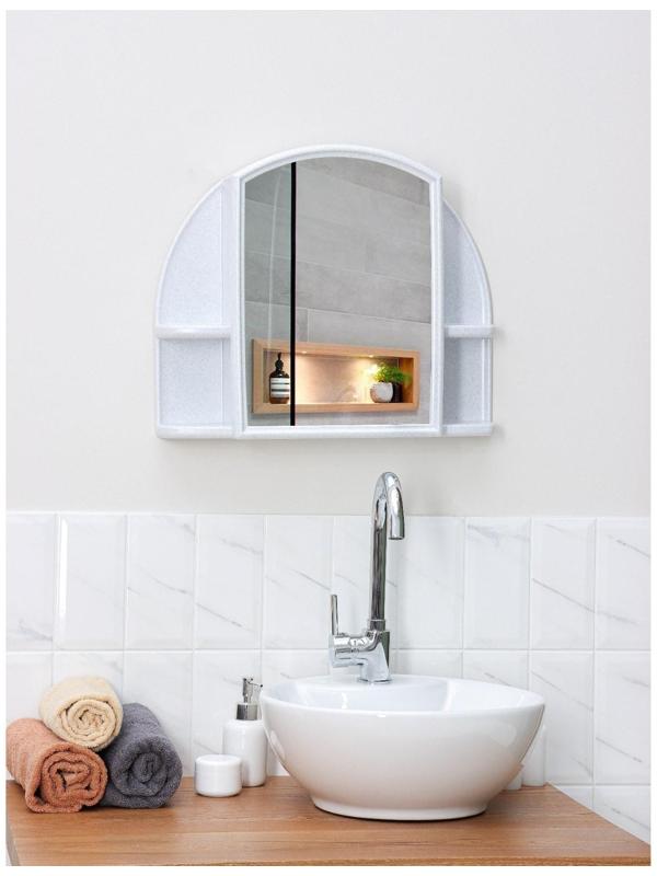 Шкафчик для ванной комнаты c зеркалом «Орион», цвет белый мрамор