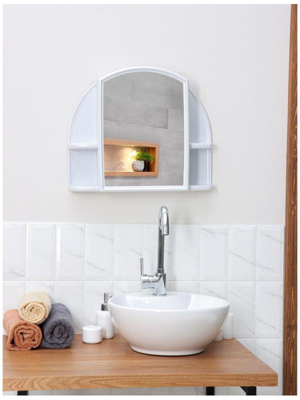 Шкафчик для ванной комнаты c зеркалом «Орион», цвет белый мрамор