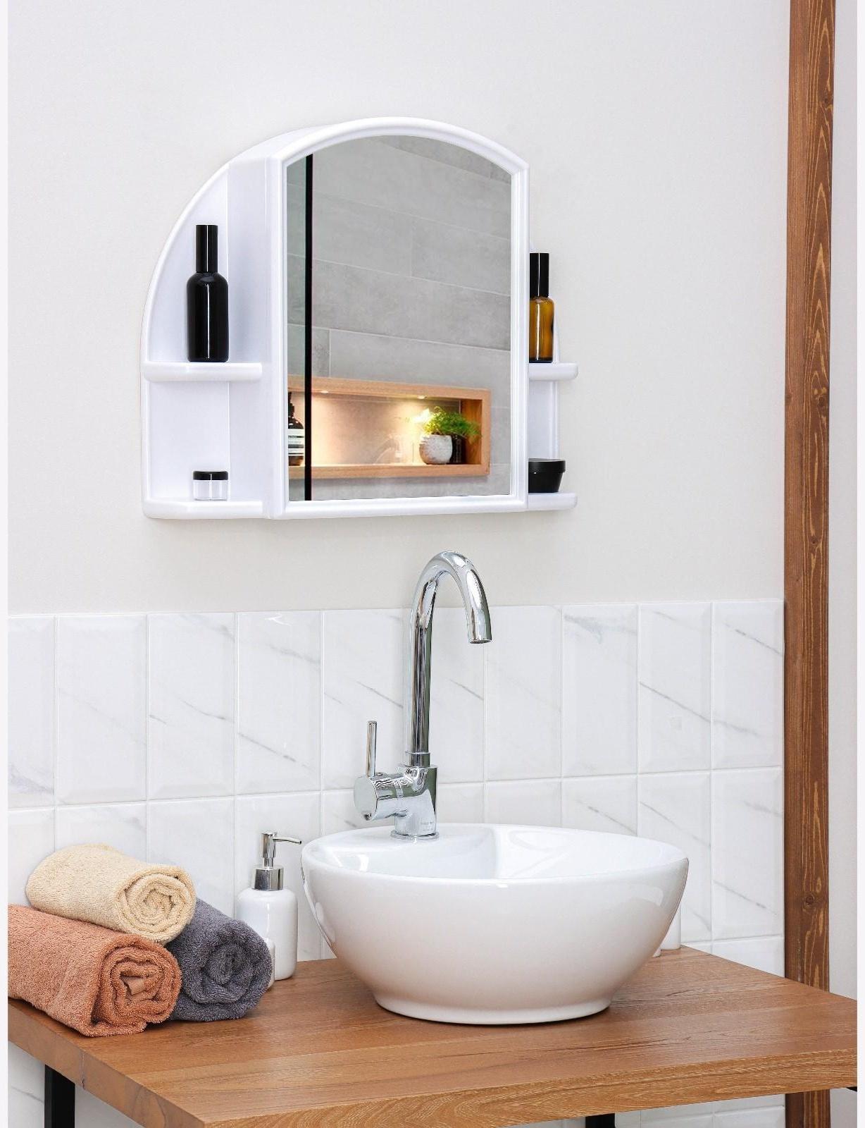 Шкафчик для ванной комнаты с зеркалом «Орион», цвет снежно-белый